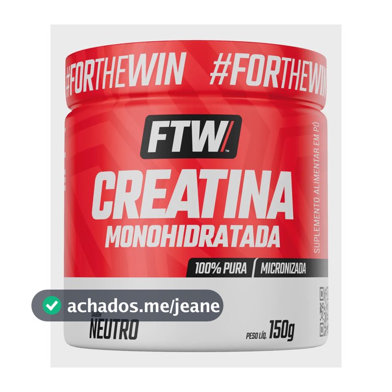 Creatina Monohidratada Pura 150g Pote Suplemento em Pó 100% - FTW