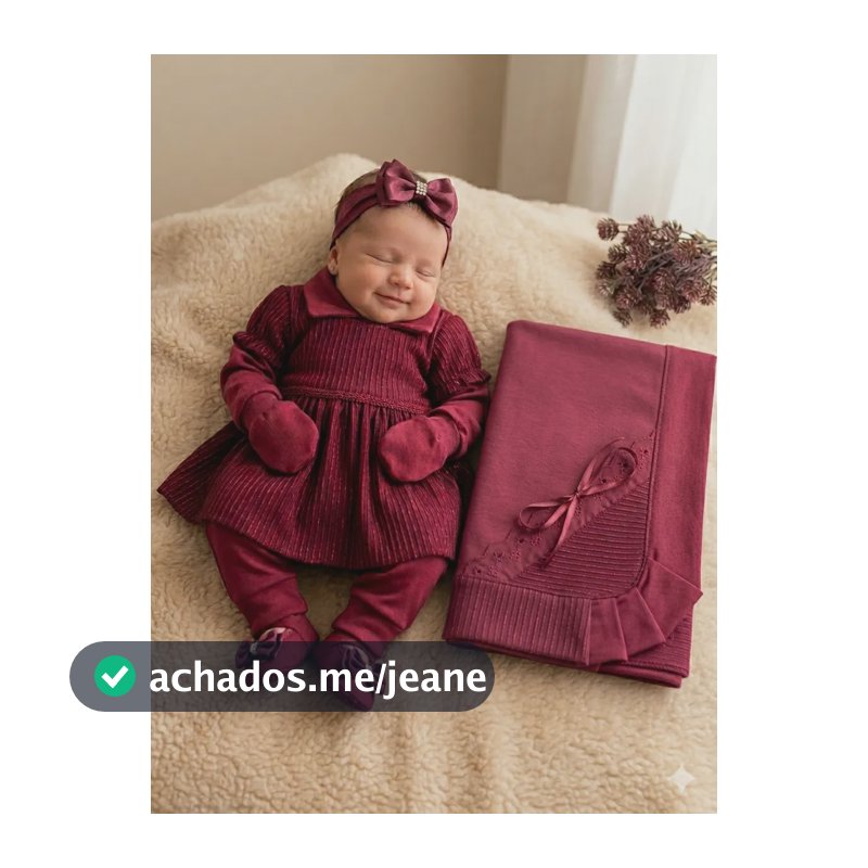 Kit Completo Saída Maternidade Bebê Menina Luxo Marsala Marsala 0-3 M