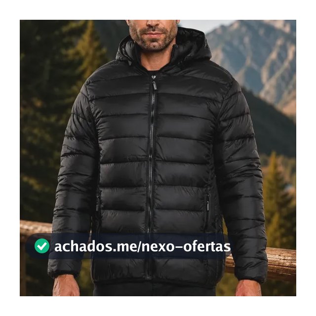 Jaqueta Puffer Nyllon Masculina Bobojaco Capuz Removível