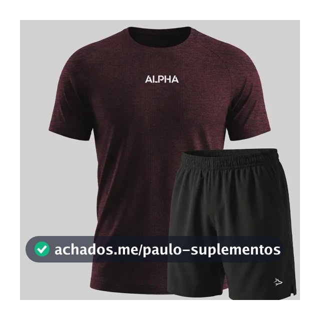 Kit Bermuda Lobo+camiseta Dry Fitness Academia Alpha