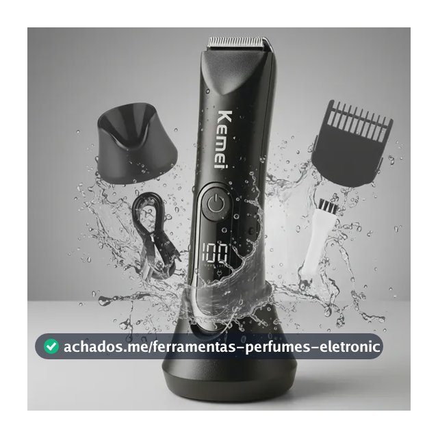 Barbeador Eletrico Depilador Pelo Removedor Intimo Kemei Preto 127/220v