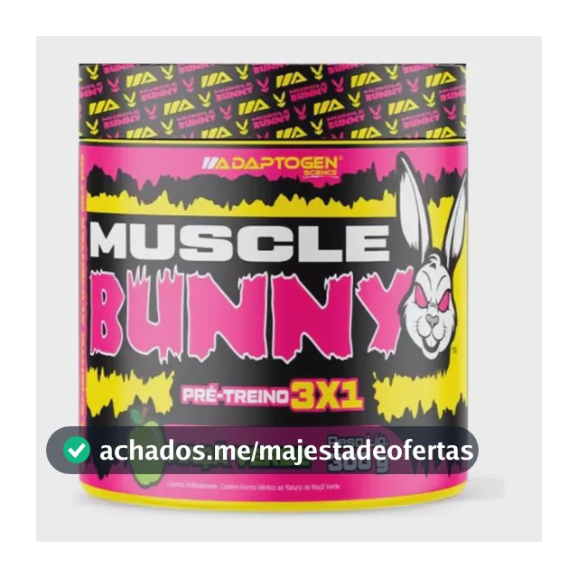 Pré Treino Muscle Bunny C/300g - Adaptogen Sabor Maçã Verde