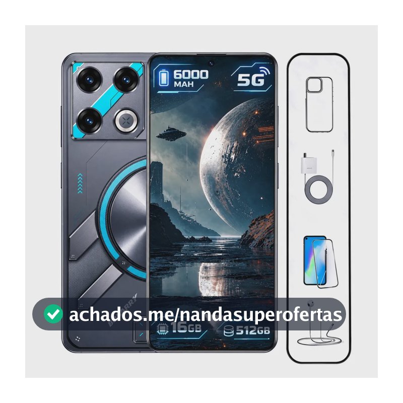 Celular Gt20 Pro 16 Gb Ram 512 Gb Rom, Dimensity 8300, Câmera 64 Mp + 28MP, Tela de 6,78", Bateria 6000mah, Dual SIM Preto