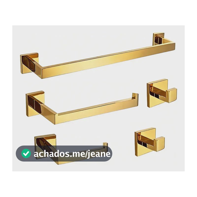 Kit De Acessórios Para Banheiro 5 Peças Dreamway Brilhante Dourad Moderno Antiferrugem Alta Durabilidade E Fácil Limpeza