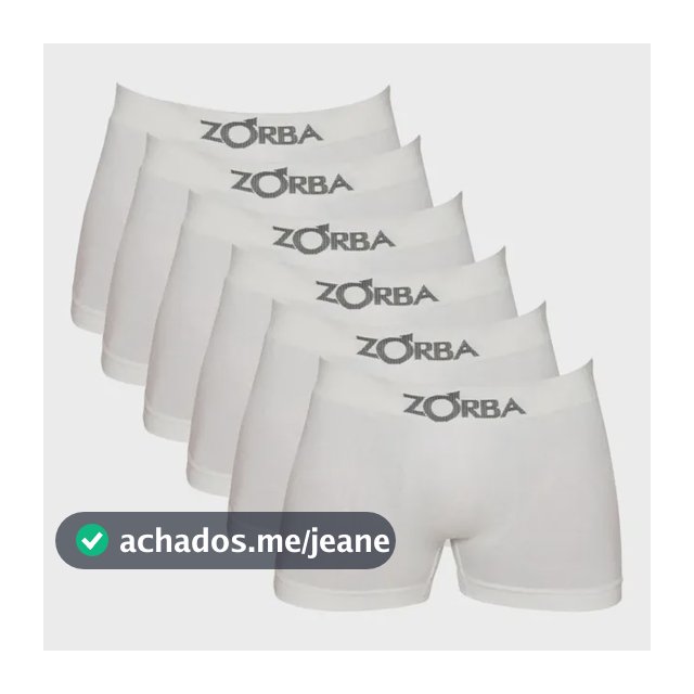 Kit 6 Cuecas Zorba Boxer Sem Costura Algodão 781