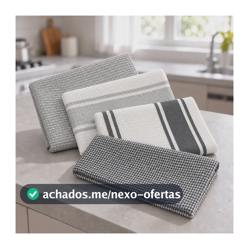 Pano De Copa Felpudo Atoalhado Algodao Prato Absorve Devith Cinza Listras