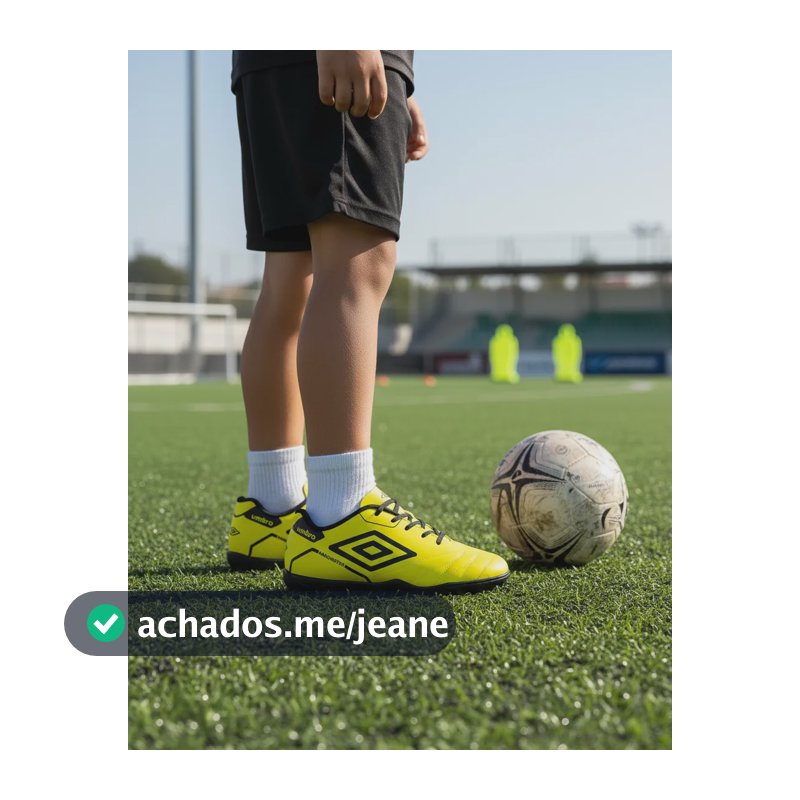 Chuteira Infantil Society Manchester Umbro Preto/limão 36