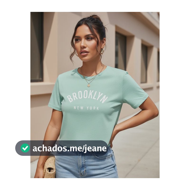 Cropped Blusa Casual Dia A Dia Estampada Envio Imediato Azul Celeste Brooklyn M