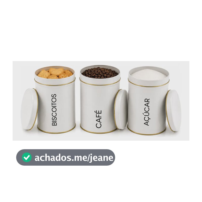 Jogo De Latas Organizadoras Elegantes Para Cozinha  3 Peças Branco