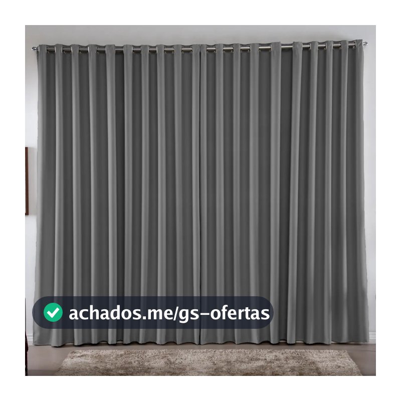 Cortina 4,00x2,50 Metros Blackout Blecaute Cinza Corta Luz Em Tecido Grosso Para Quarto E Sala Casa Laura Enxovais