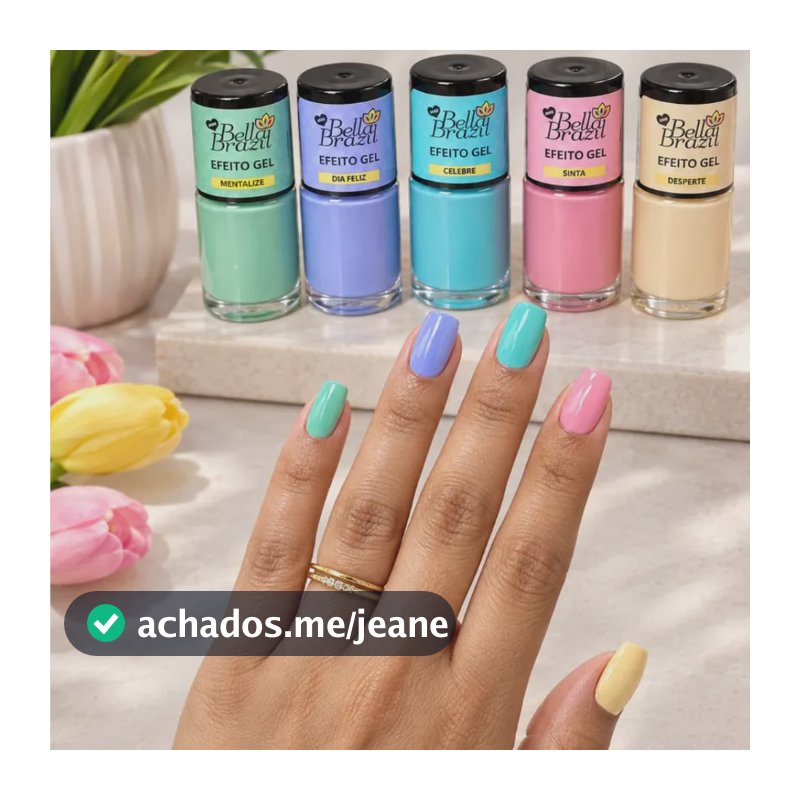 Kit Esmaltes Bella Brazil Coleção Primavera  5 Cores Amarelo