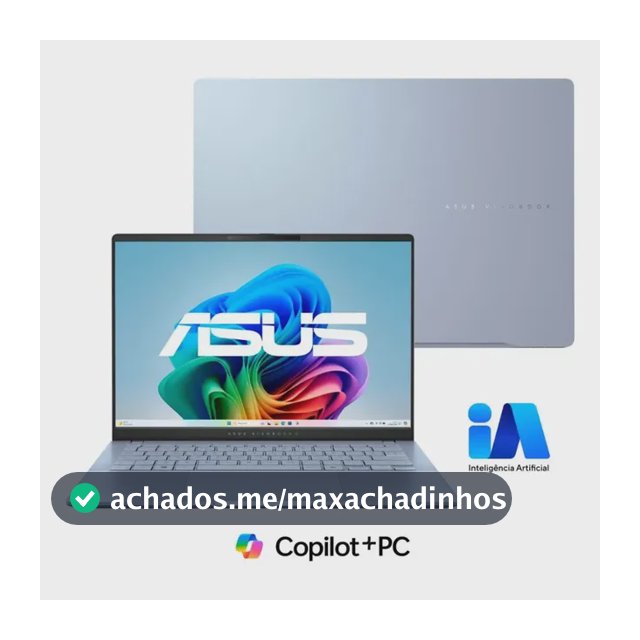 Notebook ASUS Vivobook S 14 S5406SA Copilot+ PC Intel Core Ultra 7 256 V 16GB RAM 512GB SSD Windows 11 Home 14" OLED Mist Blue QD299W