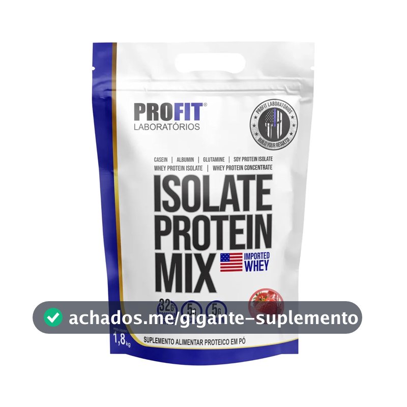 Whey Isolate Protein Mix Refil 1,8kg - Profit Labs Sabor Morango