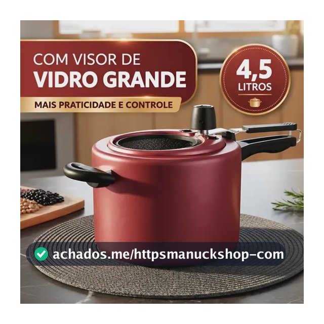 Panela De Pressão Mta Com Visor Grande Antiaderente 4,5 Litr Cereja