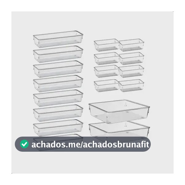 Kit 18 Organizador Multiuso Modular Gavetas Acrilico Retangular