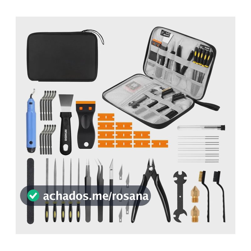 Kit 54 Peças Completo de Ferramentas Manuais para Impressão 3D, Alicate, Pinças, Estilete, Agulhas Inox para Limpeza de Bico