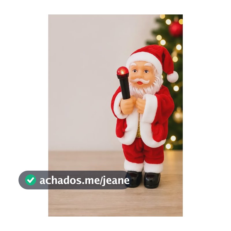 Boneco Papai Noel Musical Com Microfone Led 17 Cm Natal Vermelho