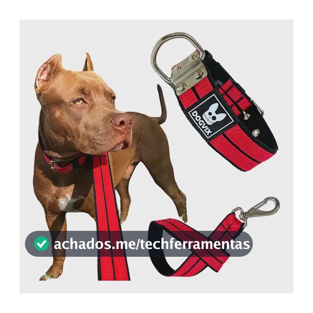 Coleira + Guia Forte Para Cachorros Pitbull Pet Grande Porte