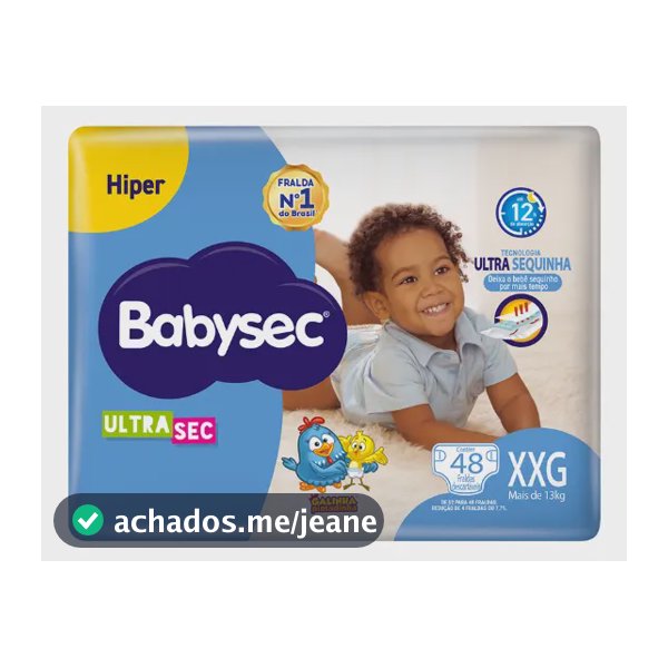 Fraldas Babysec Ultrasec XXG x 48 unidades