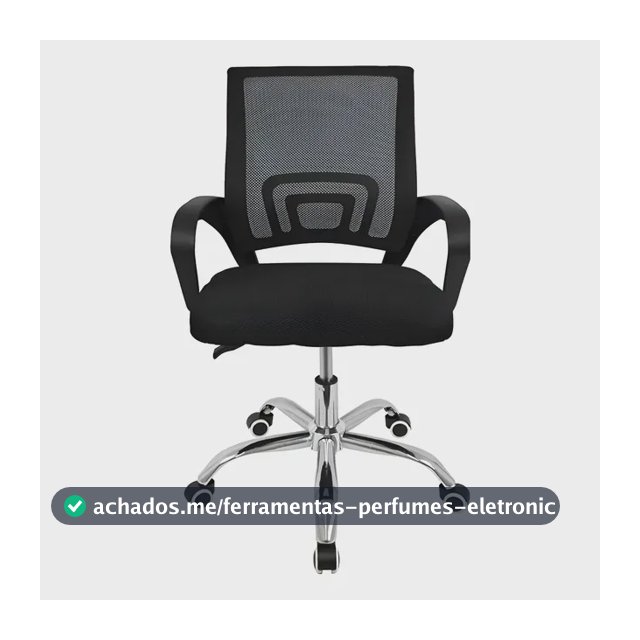 Cadeira de Escritório Rivatti Santiago Base Cromada Ergonômica Preta com Estofado de Mesh