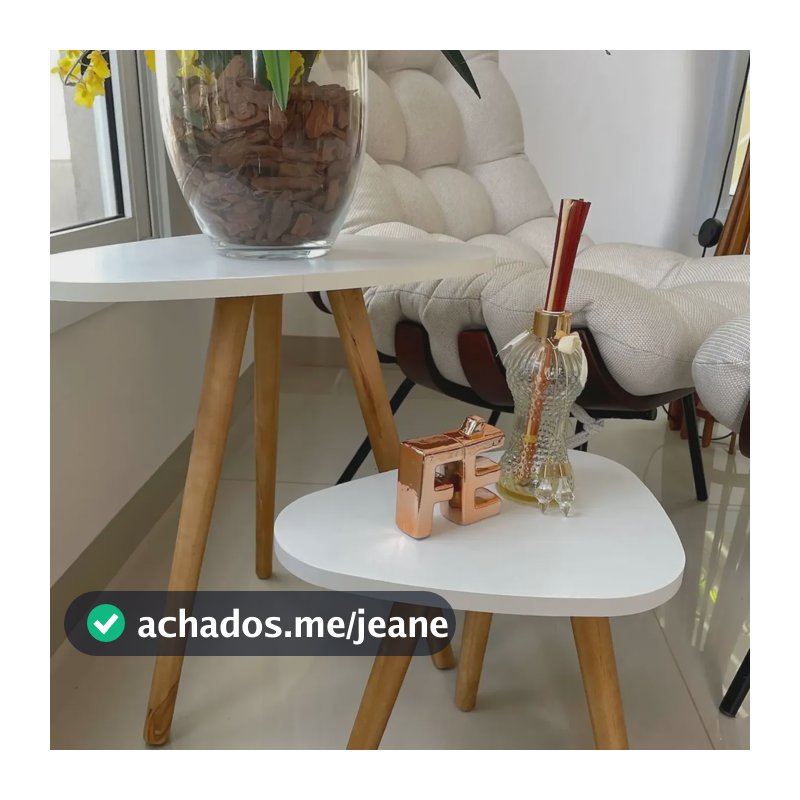 Mesa Auxiliar Pé Palito Tampo Orgânico Mesa Lateral Em Mdf Pintado Branco
