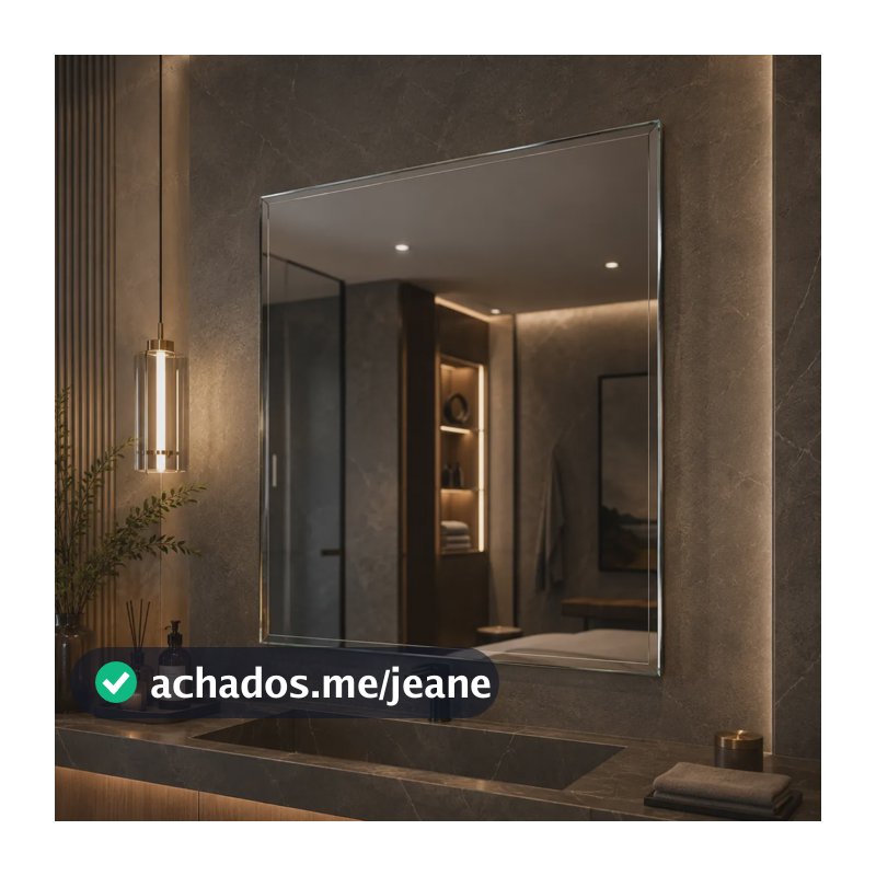 Espelho Mirano Paris 80x60cm Bisote Design Lapidado Moderno Suporte