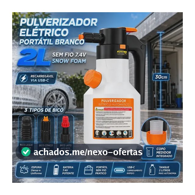 Pulverizador Elétrico de Espuma 2L VERUNTO para Lavagem Automotiva e Jardim