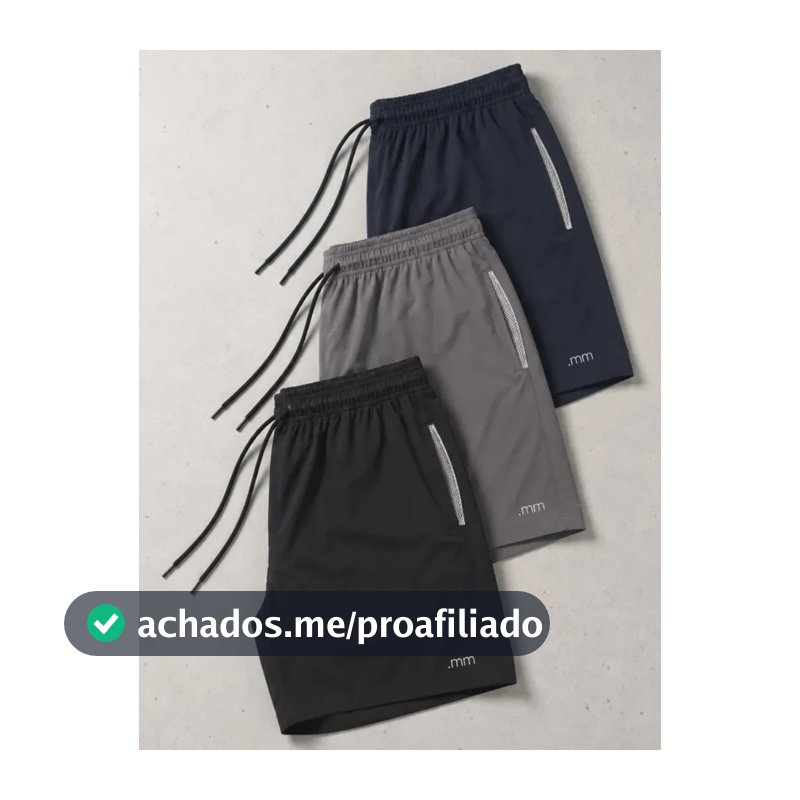 Kit 3 Bermuda Masculina Tactel Com Elastano Academia Treino Preto-marinho-cinza G