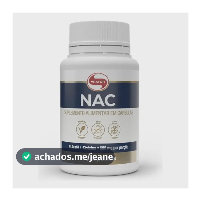 Suplemento em cápsula Vitafor NAC - 60 cap N-acetilcisteína Sem sabor de 60 un