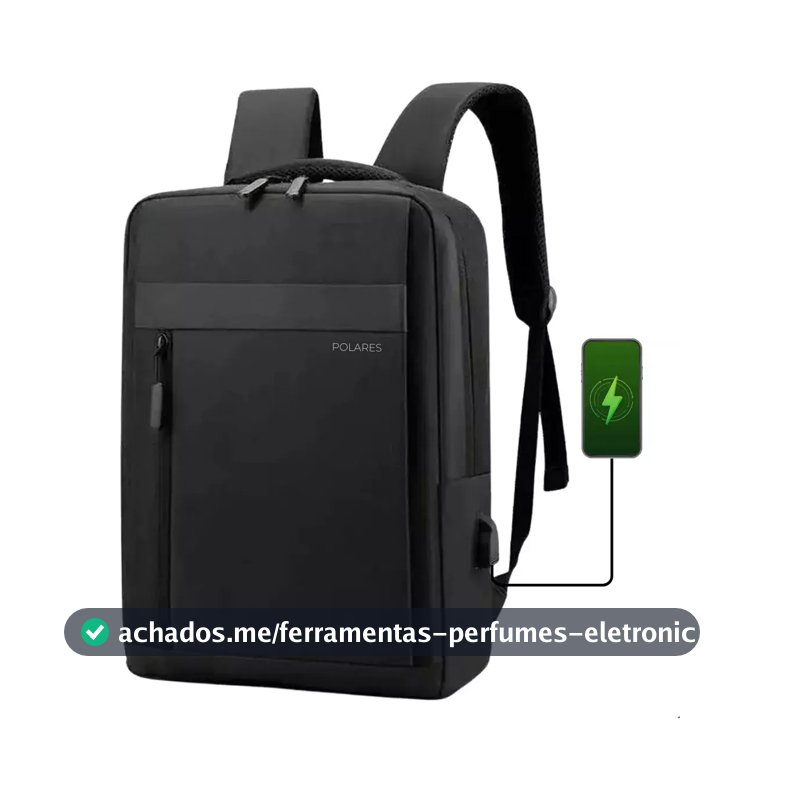 Mochila Bolsa Para Notebook 15.6 Executiva Modelo Premium Saída Usb Polares Cor Preto