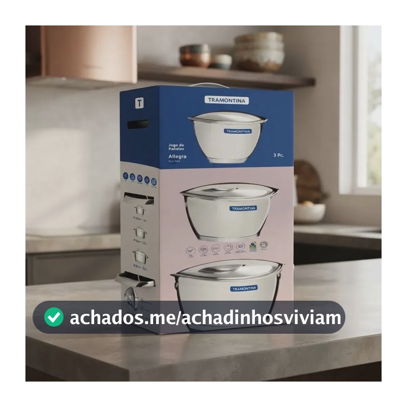 Jogo de Panelas Tramontina Allegra 3 peças Inox 65660/220