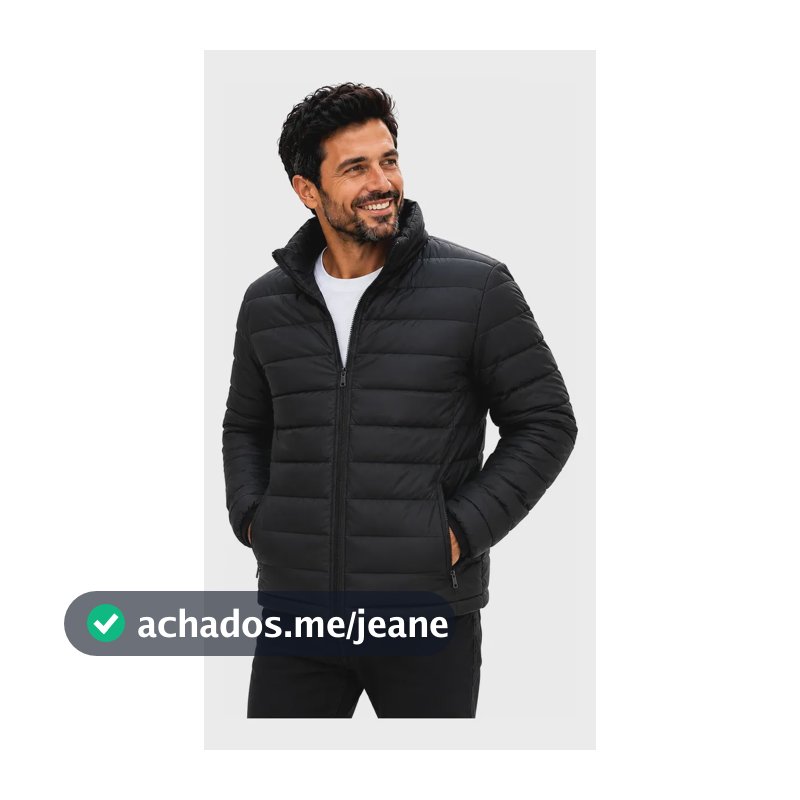 Jaqueta Masculina Puffer Gominho Forrada Inverno Preta Preto Egg Liso