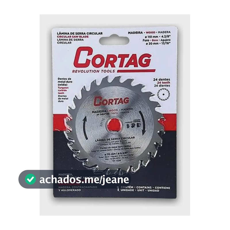 5 Lâminas De Serra Circular 110mm Cortag Madeira 24 Dentes