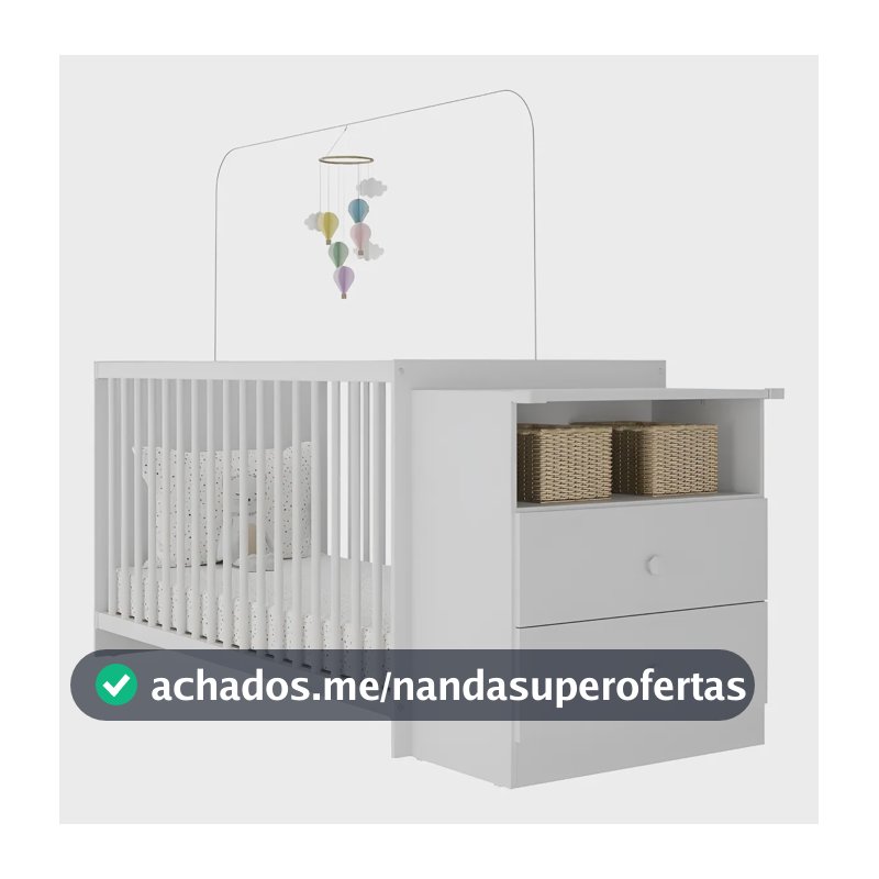 Berço Cômoda Para Colchão 60 X 130 Cm Meu Bebê Branco Branco