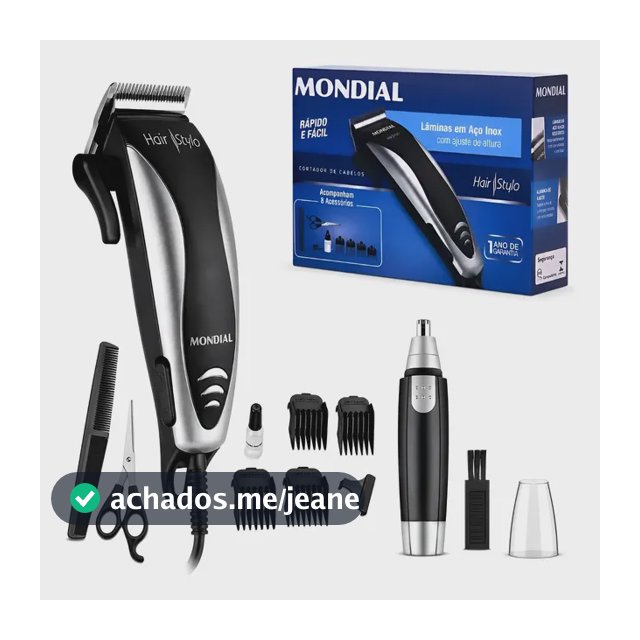 Kit Máquina Corta Cabelo Barba Aparador Nasal Dias Dos Pais