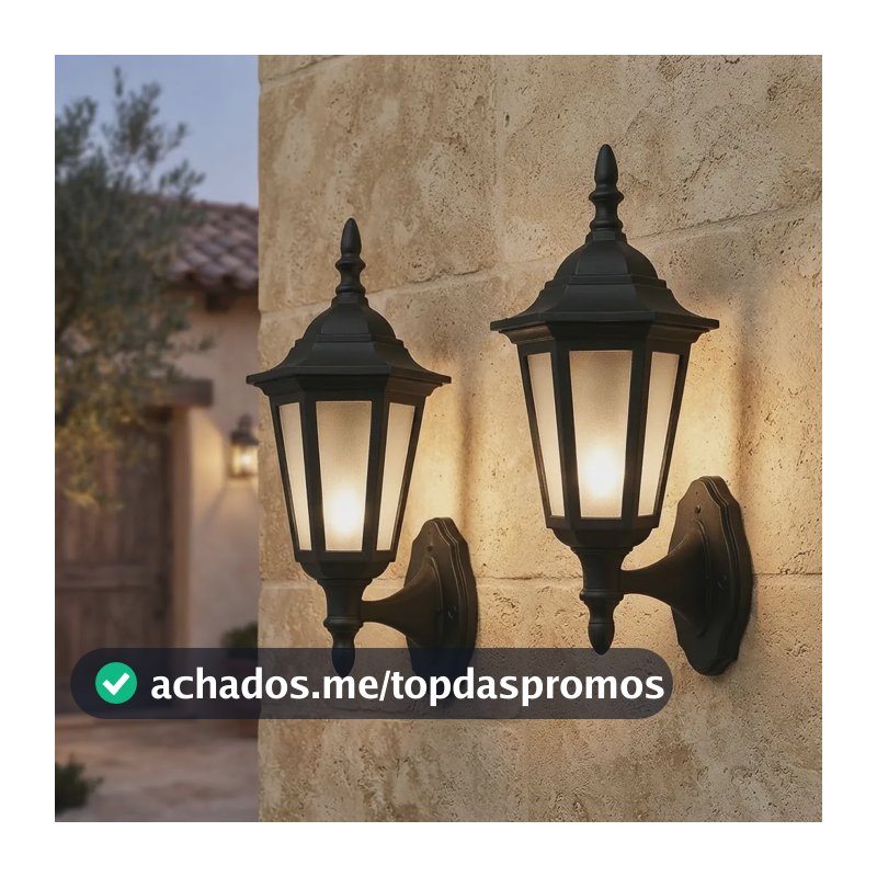 Kit 2 Arandela Colonial Rústica Vintage Parede Arandela Muro 127/220v Preto