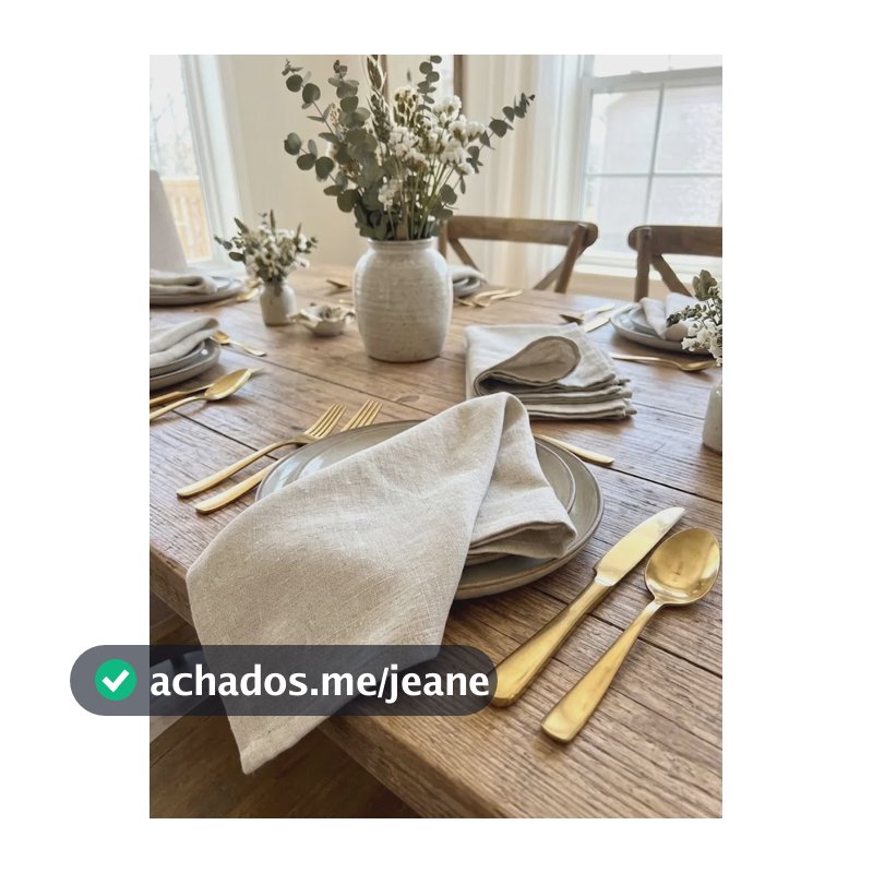 Guardanapos De Linho Kit 6un Para Mesa Posta Misto 40x40 Bege Liso