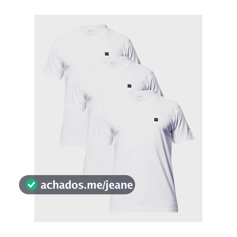 Kit 3 Camisetas Casual Masc Oakley Patch 2.0 Tee Em Algodão Branco Logomarca P Liso