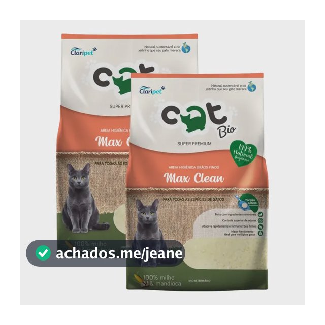 Areia Catbio Biodegradável 8 Kg - Max Clean - Grãos Finos