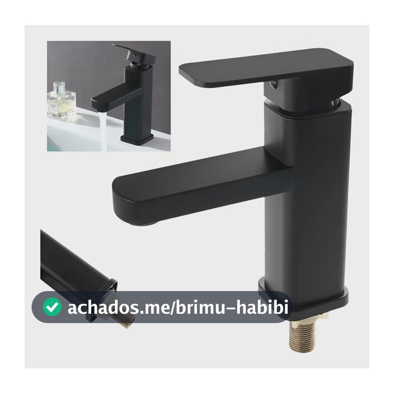Torneira Banheiro Quadrada Preta Com Furo Único Pintada 1/2 Preto Processo De Pintura
