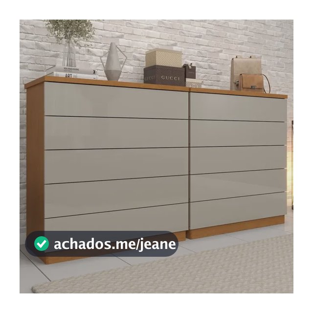 Kit 2 Cômodas 5 Gavetas Espresso Móveis Cinamomo/off White