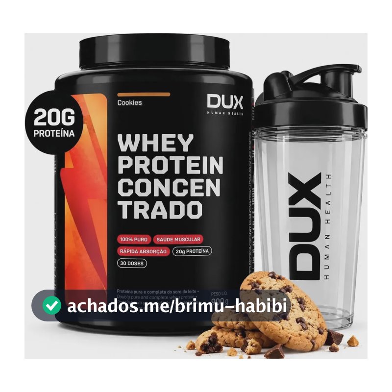 Whey Protein 100% Puro Dux Pote De 900g Concentrado Cookies Cookies