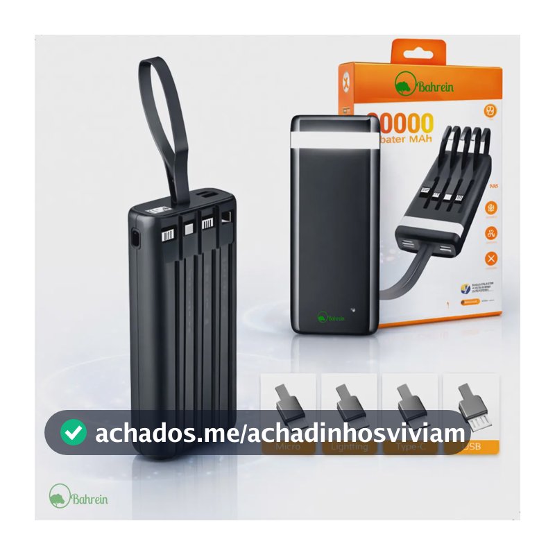 Carregador Portátil 20000mAh Bahrein Power Bank Universal Power Bank Carga Rápida Com Display Bahrein Compatível Com Todos Celulares Iphone Android IOS apple xiaomi Samsung Motorola
