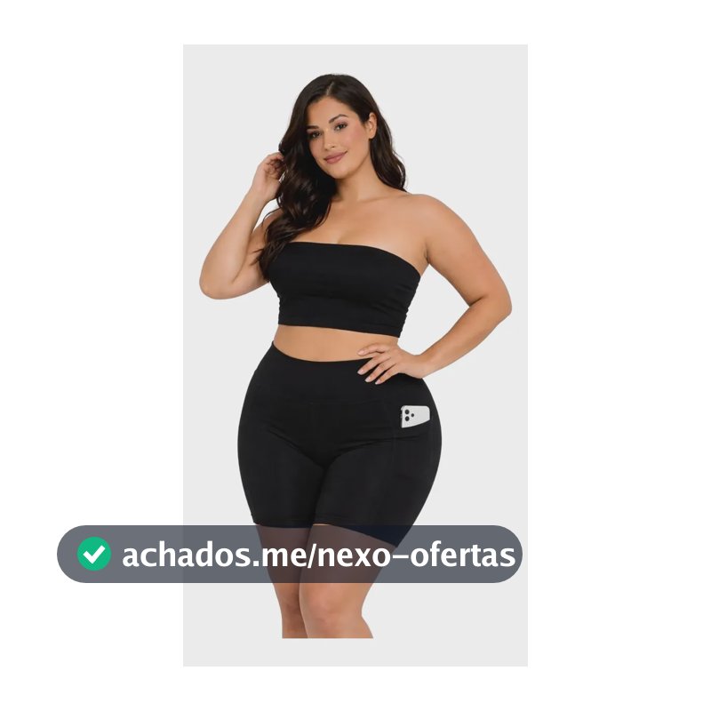 Outfit Fitness Plus Size Suplex Top Faixa Shorts 303539cj Preto 48