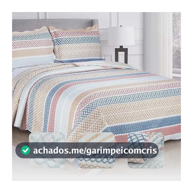 Cobre Leito Estampado Tamanho Queen 3 Peças Colcha Bouti