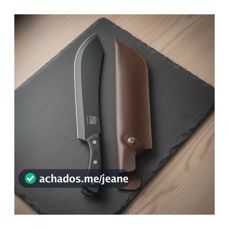 Faca Chef Cozinha Profissional Corte Churrasco Lâmina Black Aço Inox Preta