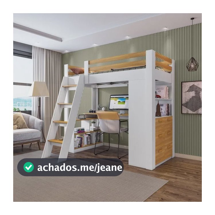 Cama Office Adulto Multifuncional Com 6 Gavetas E Branco/freijó