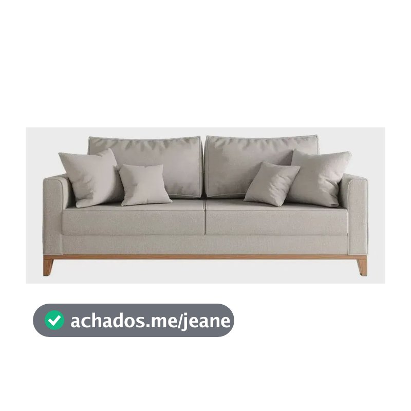 Sofá 1,80m 3 Lugares Bege Com Almofadas Base Madeira Confortável Moderno Clean Para Sala De Estar - JrLimaHome