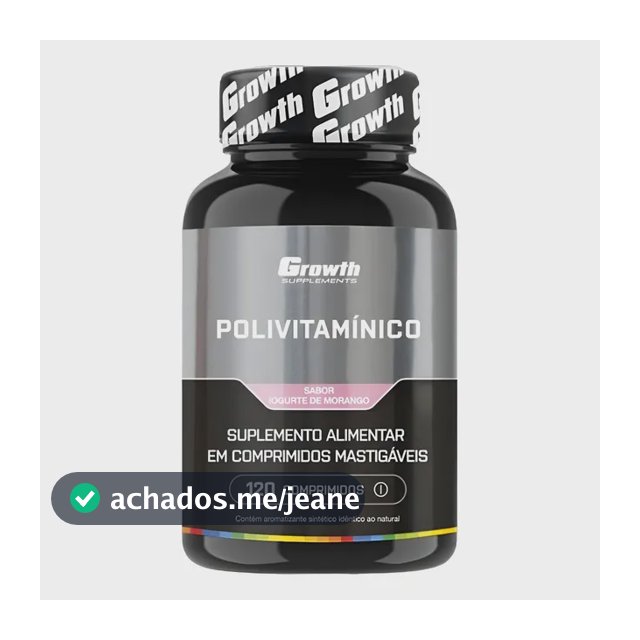 Polivitaminico Mastigavel 120 Comp - Growth Supplements Sabor Iogurte De Morango