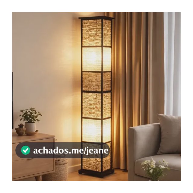 Abajur Luminaria De Chão 1,50cm Em Chenile Beje E Cru Bege E Crú Tabaco